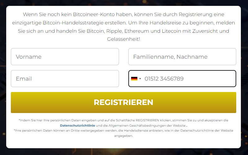 Bitcoineer registration